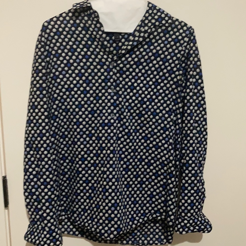 J.Crew navy/blue/white flower patterned button up